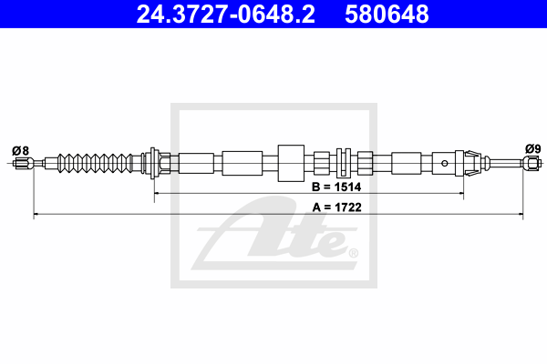 Cable de frein à main ATE 24.3727-0648.2 (X1)