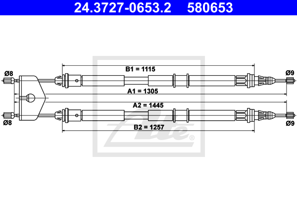 Cable de frein à main ATE 24.3727-0653.2 (X1)