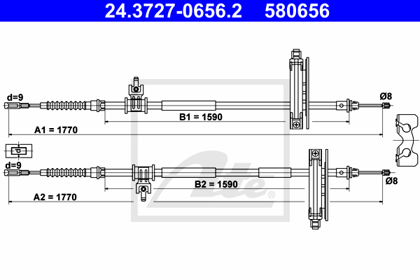 Cable de frein à main ATE 24.3727-0656.2 (X1)