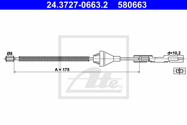 Cable de frein à main ATE 24.3727-0663.2 (X1)