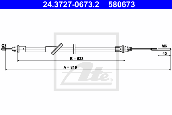 Cable de frein à main ATE 24.3727-0673.2 (X1)