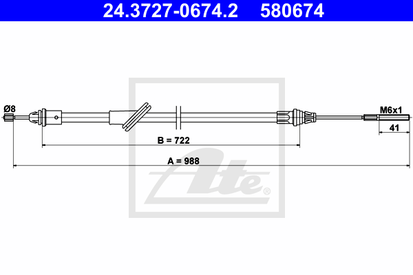 Cable de frein à main ATE 24.3727-0674.2 (X1)