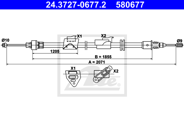 Cable de frein à main ATE 24.3727-0677.2 (X1)