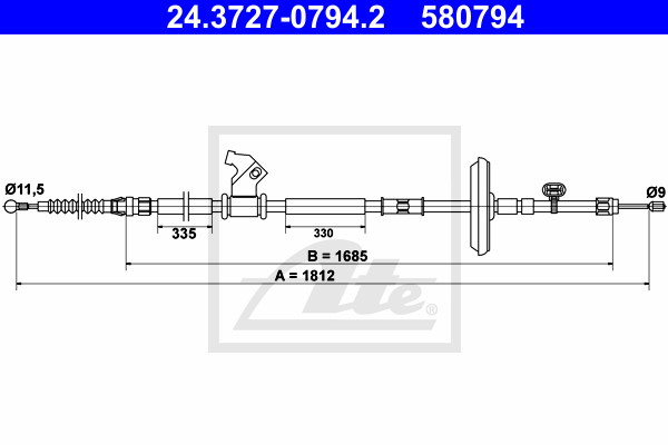 Cable de frein à main ATE 24.3727-0794.2 (X1)
