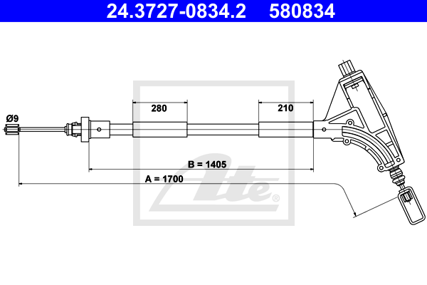 Cable de frein à main ATE 24.3727-0834.2 (X1)