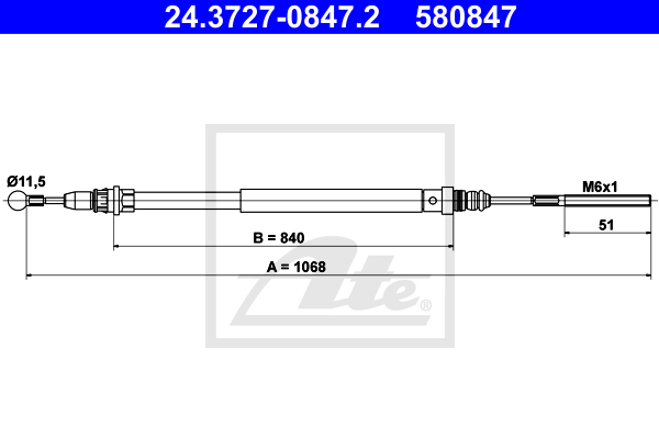 Cable de frein à main ATE 24.3727-0847.2 (X1)