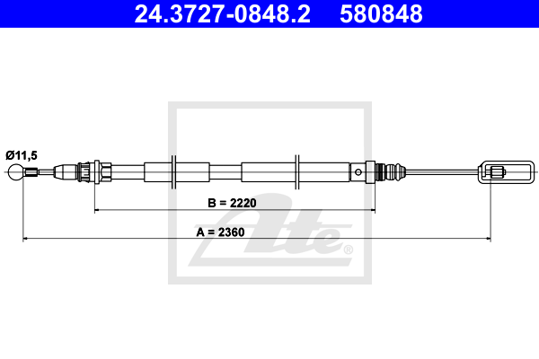 Cable de frein à main ATE 24.3727-0848.2 (X1)