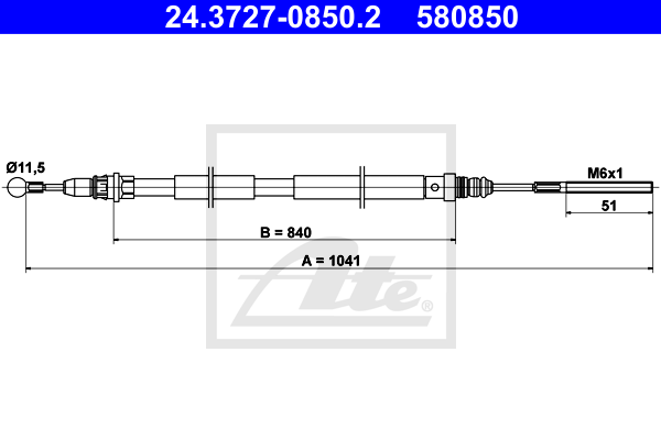 Cable de frein à main ATE 24.3727-0850.2 (X1)
