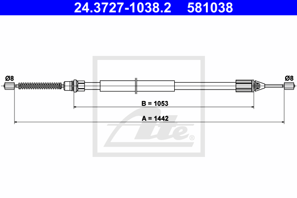 Cable de frein à main ATE 24.3727-1038.2 (X1)