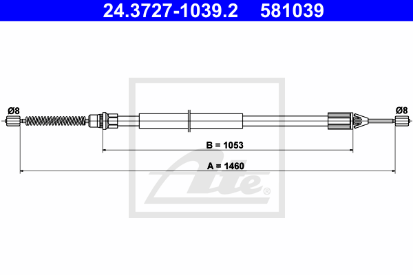 Cable de frein à main ATE 24.3727-1039.2 (X1)