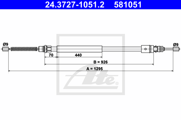 Cable de frein à main ATE 24.3727-1051.2 (X1)