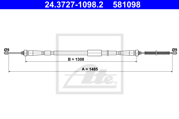 Cable de frein à main ATE 24.3727-1098.2 (X1)