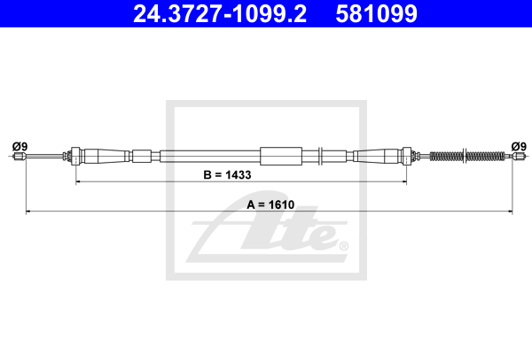 Cable de frein à main ATE 24.3727-1099.2 (X1)