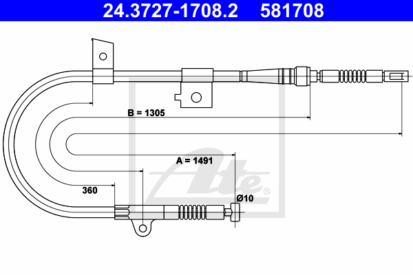Cable de frein à main ATE 24.3727-1708.2 (X1)