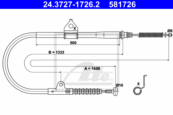 Cable de frein à main ATE 24.3727-1726.2 (X1)