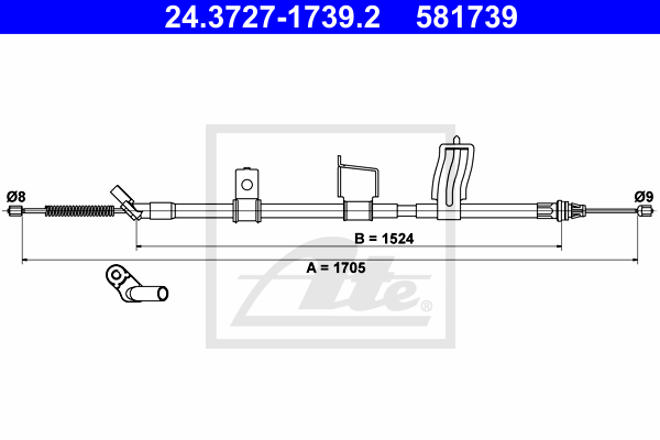 Cable de frein à main ATE 24.3727-1739.2 (X1)