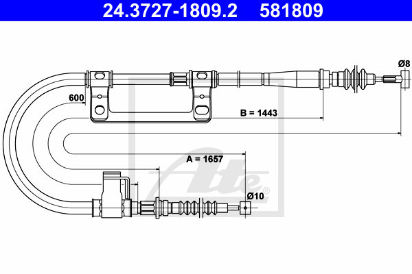 Cable de frein à main ATE 24.3727-1809.2 (X1)