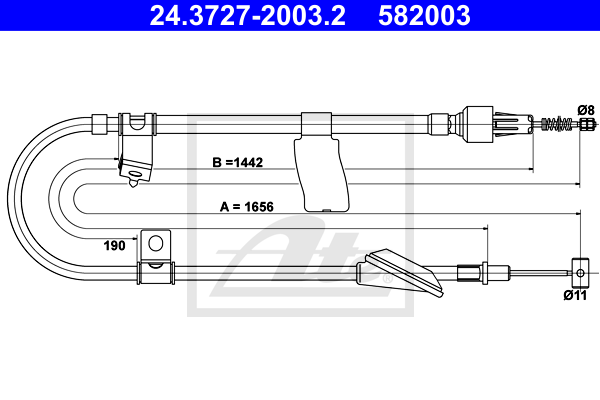 Cable de frein à main ATE 24.3727-2003.2 (X1)