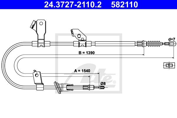 Cable de frein à main ATE 24.3727-2110.2 (X1)