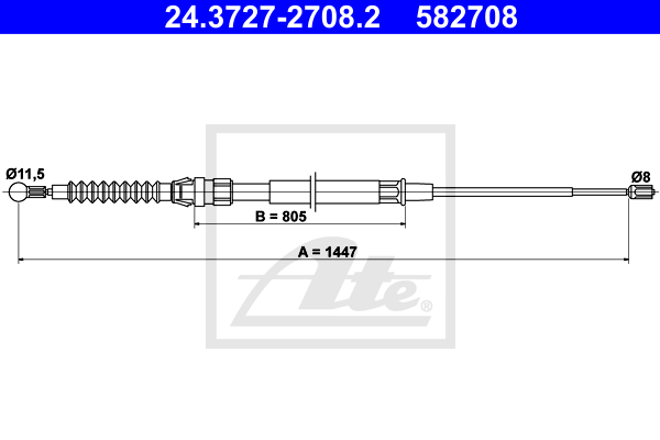 Cable de frein à main ATE 24.3727-2708.2 (X1)