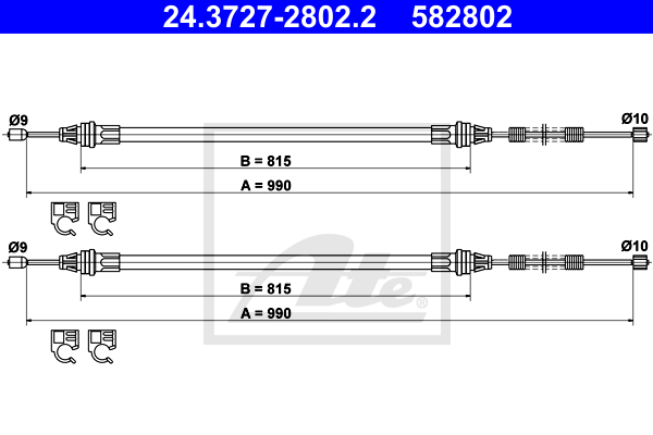 Cable de frein à main ATE 24.3727-2802.2 (X1)