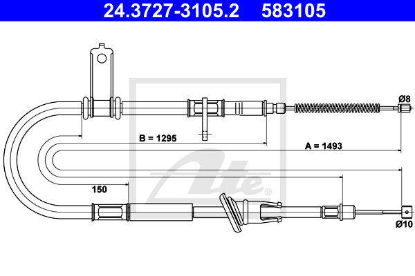 Cable de frein à main ATE 24.3727-3105.2 (X1)