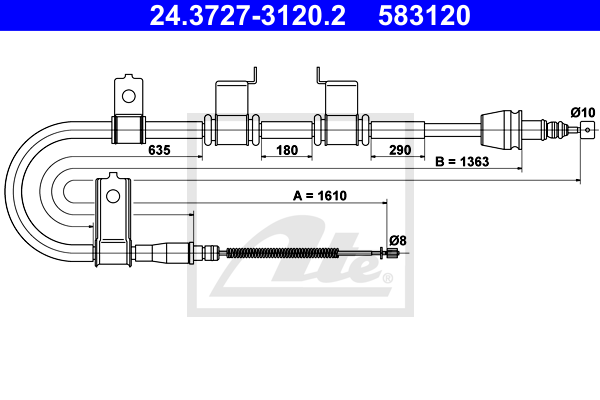 Cable de frein à main ATE 24.3727-3120.2 (X1)