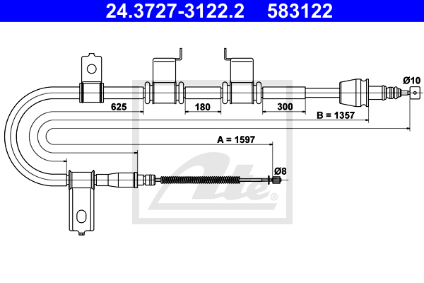 Cable de frein à main ATE 24.3727-3122.2 (X1)