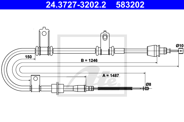 Cable de frein à main ATE 24.3727-3202.2 (X1)