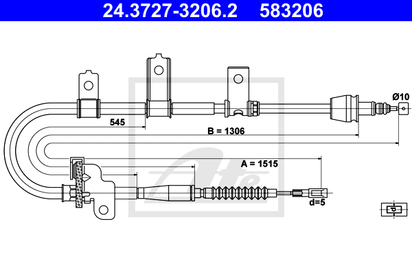 Cable de frein à main ATE 24.3727-3206.2 (X1)