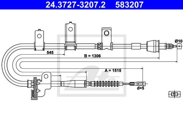 Cable de frein à main ATE 24.3727-3207.2 (X1)