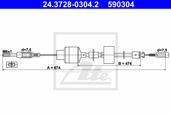Cable d'embrayage ATE 24.3728-0304.2 (X1)