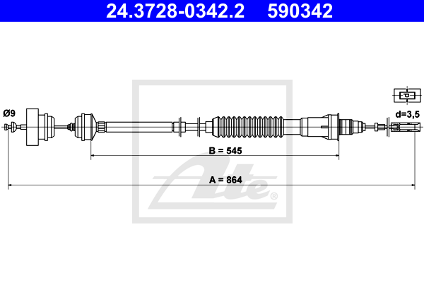 Cable d'embrayage ATE 24.3728-0342.2 (X1)
