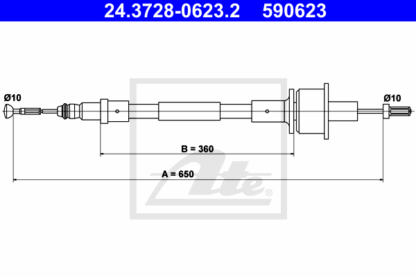 Cable d'embrayage ATE 24.3728-0623.2 (X1)