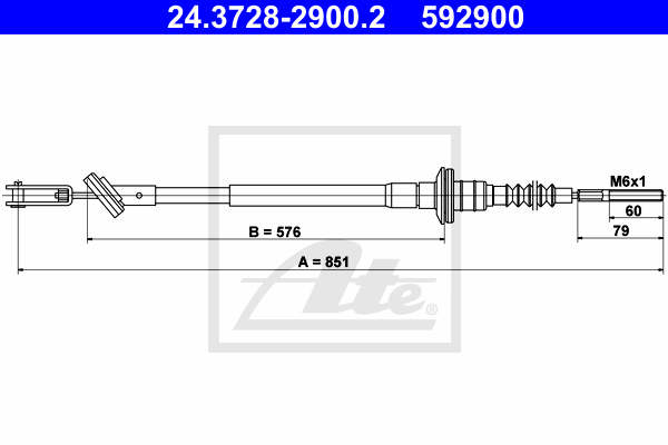 Cable d'embrayage ATE 24.3728-2900.2 (X1)
