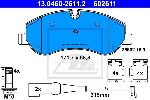 Plaquettes de frein avant ATE 13.0460-2611.2 (X1)