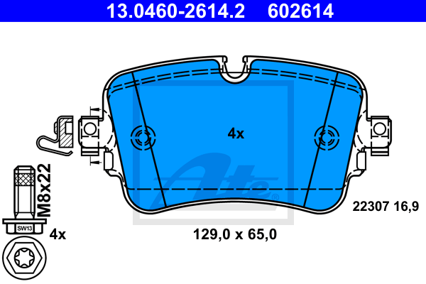 Plaquettes de frein arriere ATE 13.0460-2614.2 (X1)