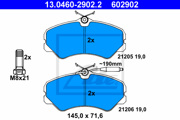 Plaquettes de frein avant ATE 13.0460-2902.2 (Jeu de 4)