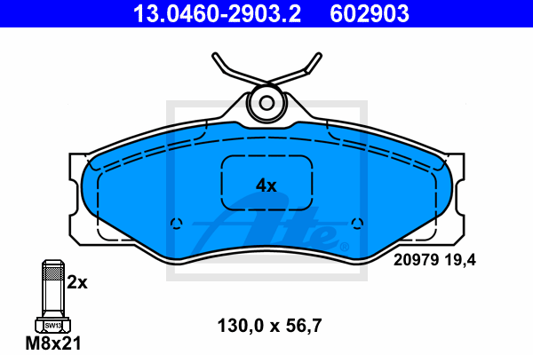 Plaquettes de frein avant ATE 13.0460-2903.2 (Jeu de 4)