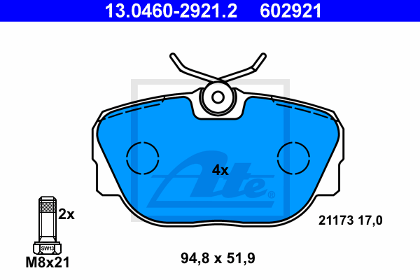 Plaquettes de frein avant ATE 13.0460-2921.2 (Jeu de 4)