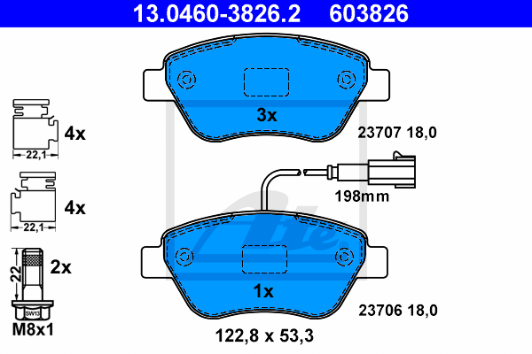 Plaquettes de frein avant ATE 13.0460-3826.2 (Jeu de 4)