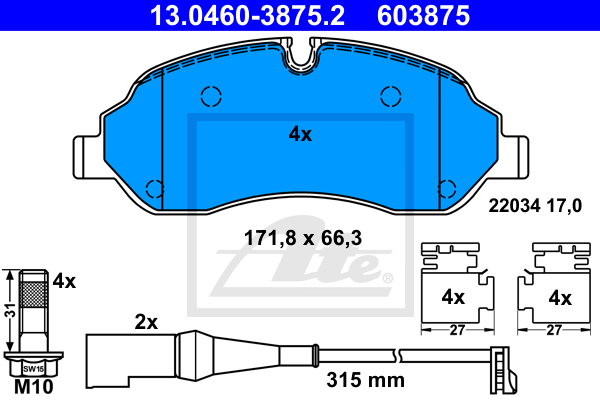 Plaquettes de frein avant ATE 13.0460-3875.2 (X1)