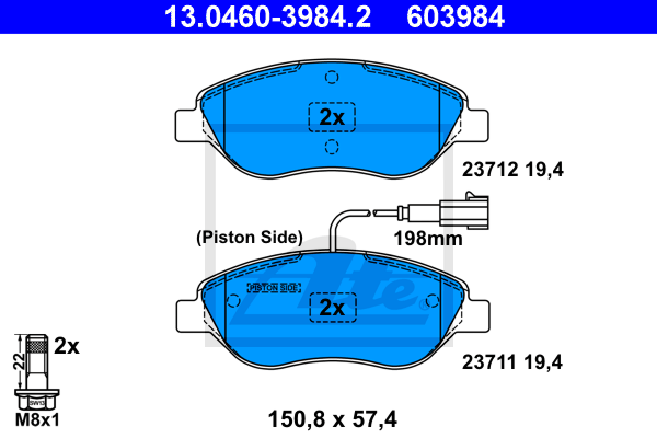 Plaquettes de frein avant ATE 13.0460-3984.2 (Jeu de 4)