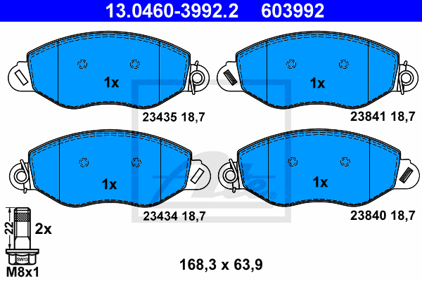 Plaquettes de frein avant ATE 13.0460-3992.2 (Jeu de 4)