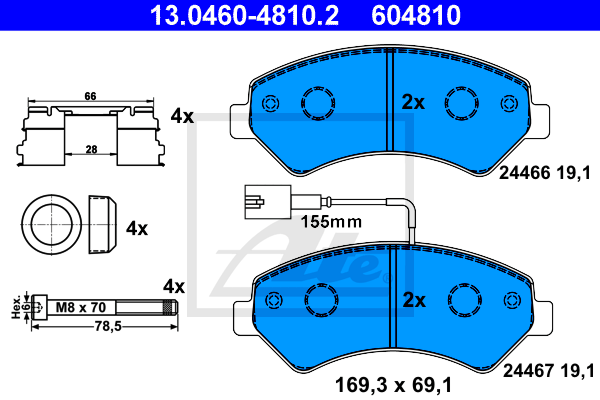 Plaquettes de frein avant ATE 13.0460-4810.2 (Jeu de 4)