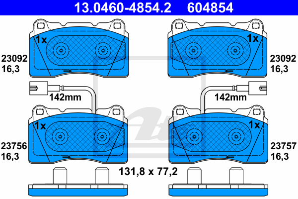 Plaquettes de frein avant ATE 13.0460-4854.2 (Jeu de 4)