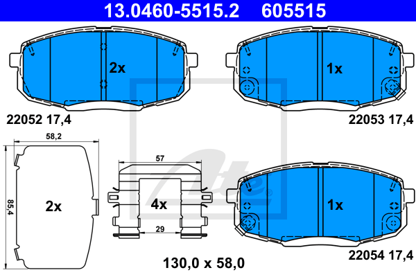 Plaquettes de frein avant ATE 13.0460-5515.2 (X1)