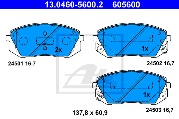 Plaquettes de frein avant ATE 13.0460-5600.2 (Jeu de 4)