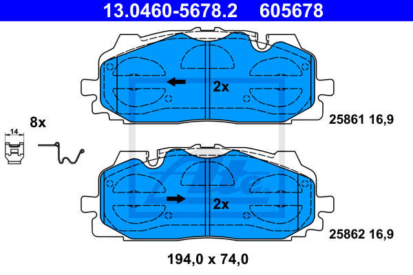 Plaquettes de frein avant ATE 13.0460-5678.2 (X1)