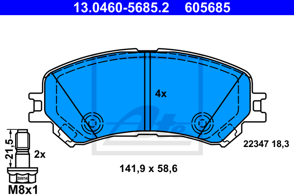 Plaquettes de frein avant ATE 13.0460-5685.2 (X1)